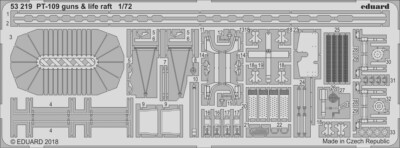 Eduard Accessories 53219 1:72 PT-109 Guns Life Raft para Revell Nuevo