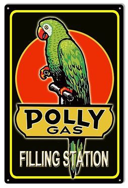 VINTAGE STYLE METAL SIGN Polly Gas Station  Motor Oil   18''x30''