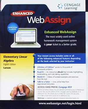 WebAssign Printed Access Card for - Printed Access Code, by Ron Larson - New a