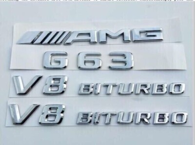 Chrome '' G63 AMG V8 BITURBO '' Letters Trunk Embl Badge Sticker for Mercedes Benz