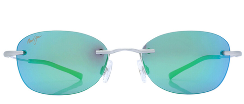 Pre-owned Maui Jim Aki Aki Matte Silver Polarized Green Mirror Lens Sunglass Gm333-17m