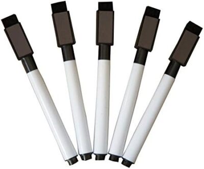 Fine tip Dry Erase Black Markers with Magnetic Cap and Eraser, Perfect for Dry E