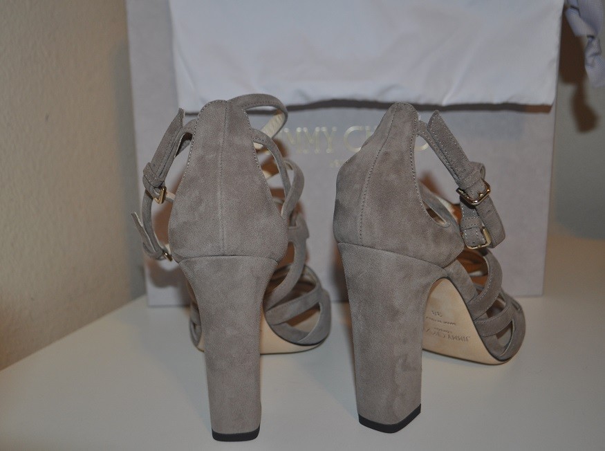 Pre-owned Jimmy Choo Dillan Block Strappy Cage Block Heel Sandal Shoe Light Mocha 38 - 7.5