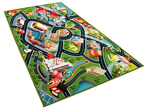 Car Rug Play Mat - Vibrant Carpet for Toy Cars, Road Rug Adventures in Room -...