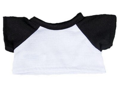 WHITE T-SHIRT WITH COLOURED SLEEVES TEDDY CLOTHES FITS 16'' /20CM TEDDY BEARS