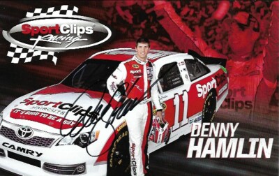 2012 Denny Hamlin Fedex Express Sport Clips Signed Auto 5x8 Post Hero Card