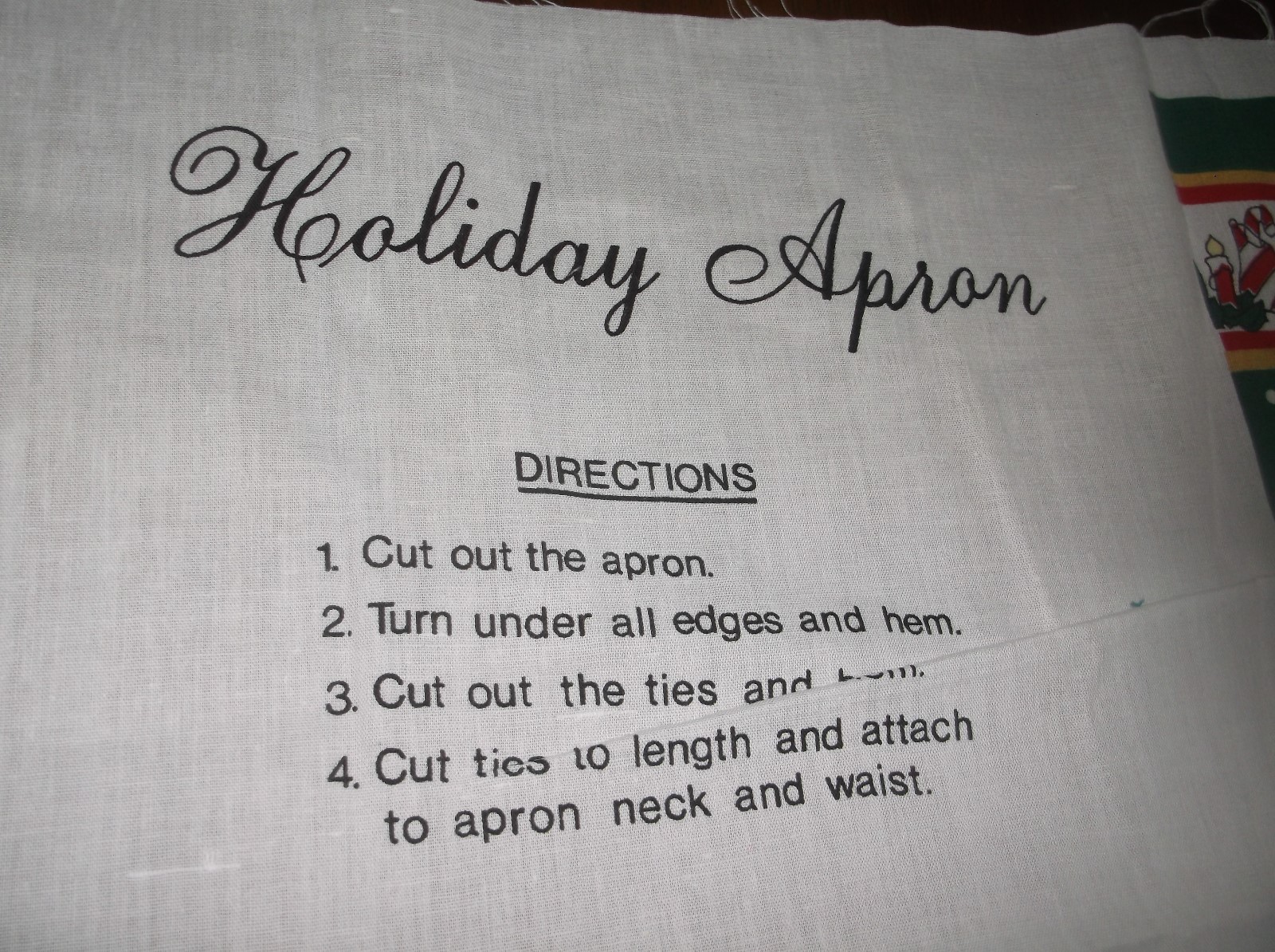 vtg precious moments holiday apron sewing fabric panel