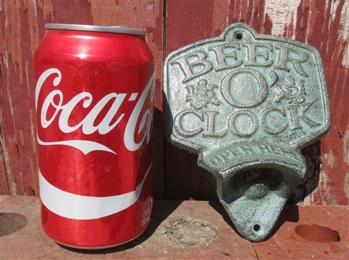 7 Beer O'Clock Wall Mount Bottle Openers, Cast Iron Beer Opener, Rustic Opener,