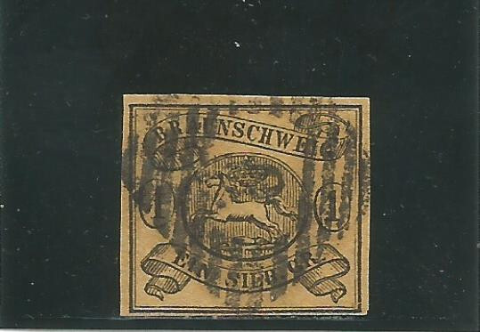 Germany Brunswick NÂ° 7a Black On Dark Yellow Used Value 75 â¬  Xfu !