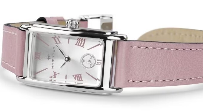 Pre-owned Hamilton American Classic Ardmore Quartz Silver Dial Pink Strap Watch H11221853
