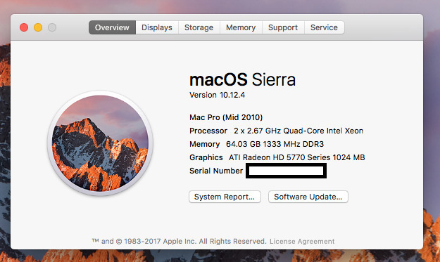 Hackintosh need serial number for a mac pro 2010