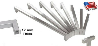 Square Bar Pull Handle Kitchen/Bath Cabinet Hardware Modern Knob Brushed Nickel