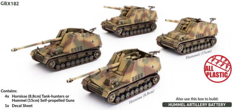 Взвод Hornisse/Hummel (x4 пластиковых) German Flames of War Late War NEW