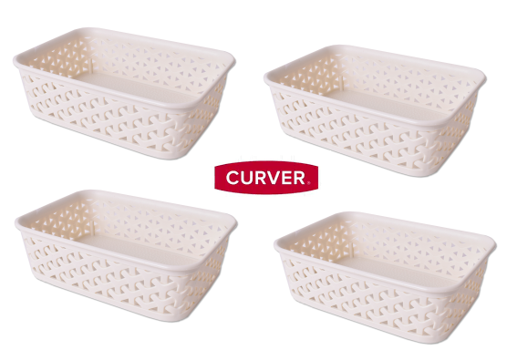 4 Stück Curver My Style Office Aufbewahrungskorb Aufbewahrungsbox Korb weiß