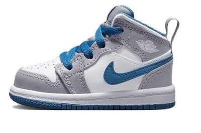 Кроссовки для малышей Jordan 1 Mid Cement Серый/Бело-голубой (DQ8425 014)