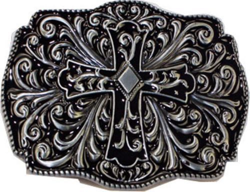 CHROME HEARTS Large Classic Oval Cross Buckle Belt Silver