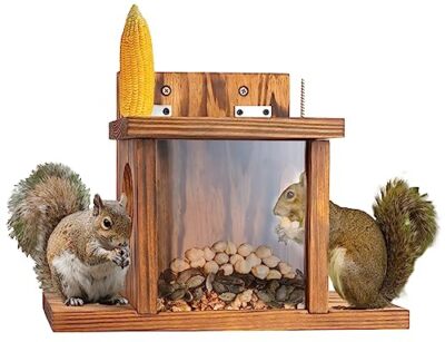 For Outside Winter Wooden Chipmunk Feeder