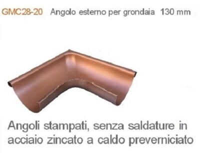 Canale di gronda in metallo bocca 130mm colore CUPPER + accessori (OPTIONAL)