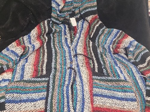 Vintage Woven Hoodie Jacket - Roco Size XL Rainbow 