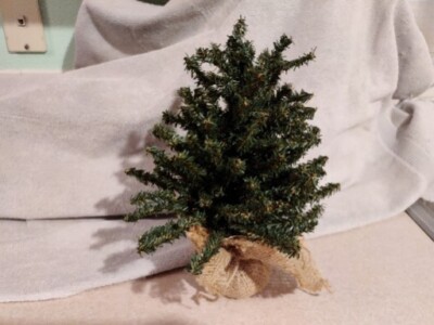 Christmas Tree Artificial Rustic 12'' Country Primitive Burlap Base