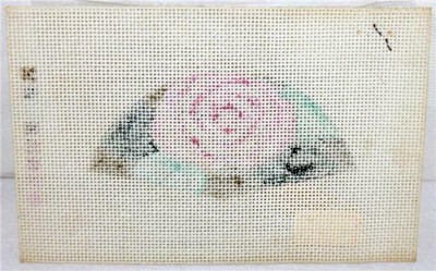 Lee 803 Pink Rose Asian Fan 18 Count Handpainted Needlepoint Canvas w/ Trinkets