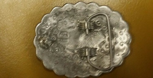 VINTAGE METAL BELT BUCKLE EGE EGC  WESTERN HORSESHOE TURQUOISE INLAY 1995 lot 2