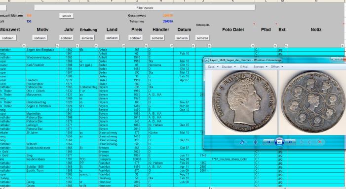  Münzsammlung Datenbank Excel Münzfotos database