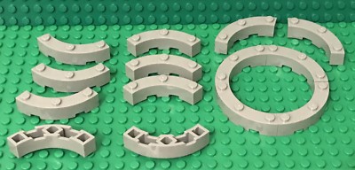 Lego 14 Pieces Light Bluish Gray Brick Corner Round 4x4 Macaroni Wide W/ 3 Studs