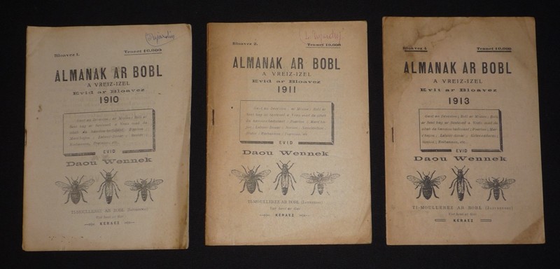 Almanak Ar Bobl A Vreiz-Izel, Evid Ar Bloavez, 1910, 1911 & 1913 (3 Volumes)