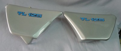 HONDA TL125 TL125 IHATOVO VINTAGE TRIAL COVER LEFT & RIGHT SIDE EMBLEM BLUE new