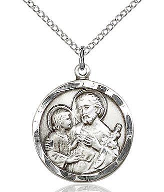 St. Joseph sterling silver with 24" stainless steel chain