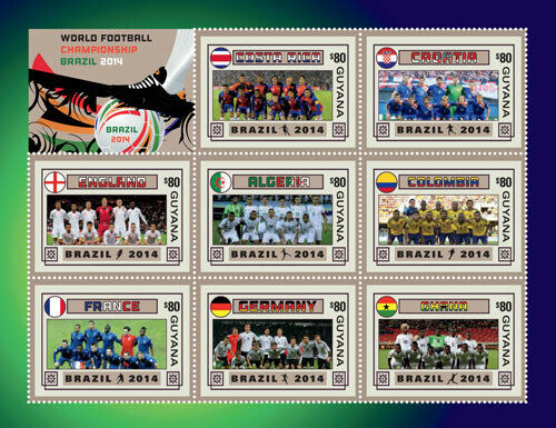 Guyana - 2014 - World Football Championship 2014 - Sheet Of 8 - MNH