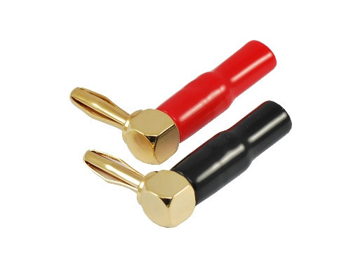 1 Pair Speaker Banana Plugs Right Angle - 90 Degree