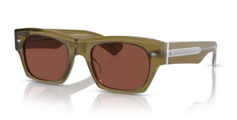Pre-owned Oliver Peoples 0ov5514su Kasdan 1678c5 Dusty Olive/burgundy Unisex Sunglasses In Red