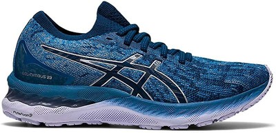 

Женские кроссовки ASICS Gel-Nimbus 23 Knit, серая нить/MAKO Blue. 6 Б(М) США, Grey floss/mako blue