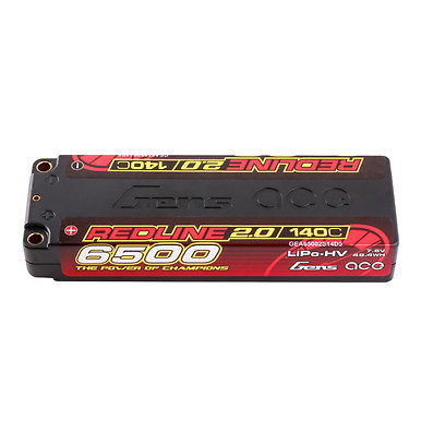 Gens Ace 6500mAh 2S 7.6V 140C HardCase LCG Redline (2.0) Series Lipo Battery Wit