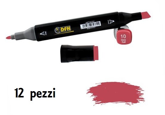Set 12 Pz Pennarelli Doppia Punta Scuola Disegno Colore 10 Rosso Scuro dfh
