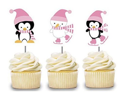 12 Pcs, Ice Skating Cake Picks For Girls, Winter
