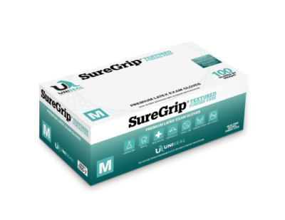 Uniseal Latex Exam Gloves   SureGrip PF (100/BOX)