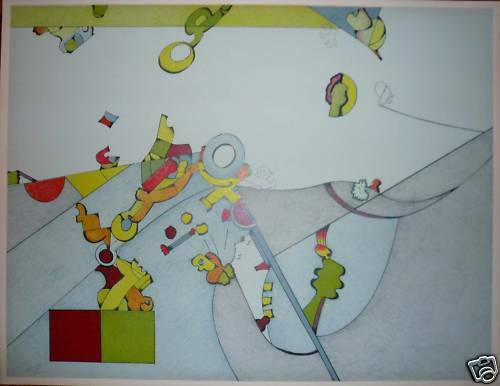 LITHOGRAPHIE LA FETE DANS LA COUR KAREN TUAL N° 9/200 | eBay