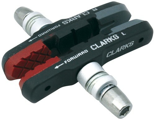 Allwetter Bremsschuhe V-Brake CLARKS GOLD - grau-schwarz-rot Bremsen Bremsbeläge