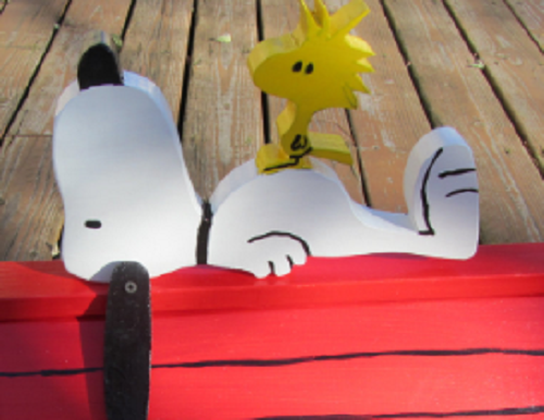 Handmade custom designed cartoon dog and bird functional mailbox