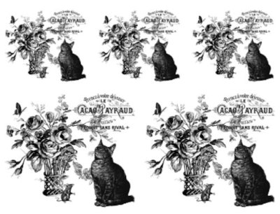 Vintage French Advertising Labels Furniture Transfers Cat Roses Decals MIS652