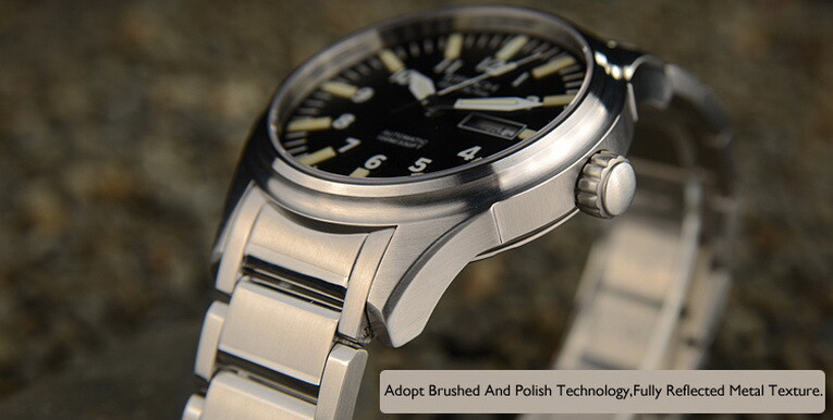 Pre-owned Epoch Men Automatic Watch Luminous Mechanical Wristwatch 10atm Waterproof Nh36