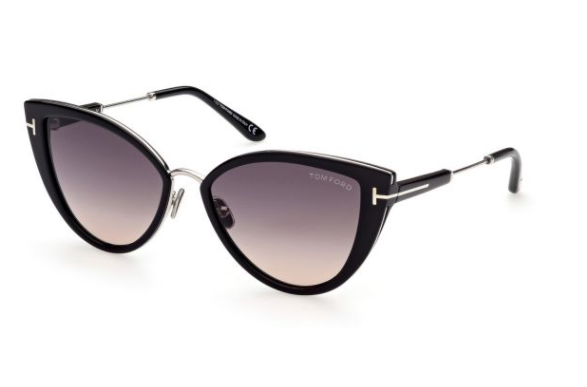 Pre-owned Tom Ford Ft0868 Anjelica-02 01b Black Palladium/sand Gray Gradient Sunglasses In Sand/gray
