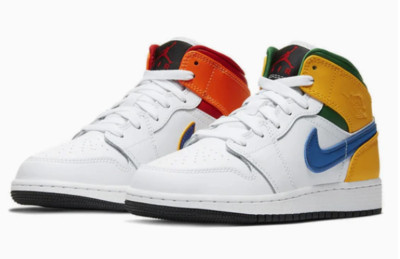 Air Jordan 1 Mid White Court Purple Spirit Teal 554725-128 GS Size 4Y-7Y NEW