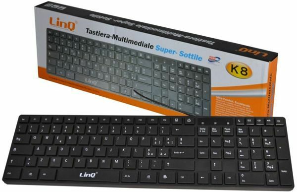 Tastiera Multimediale Usb Per Pc Computer Desktop 107 Tasti Sottile Linq K8