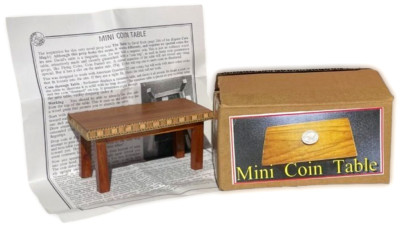 Deluxe MINI COIN TABLE Wood Magic Trick Close Up Quarters Penetration Thru Top