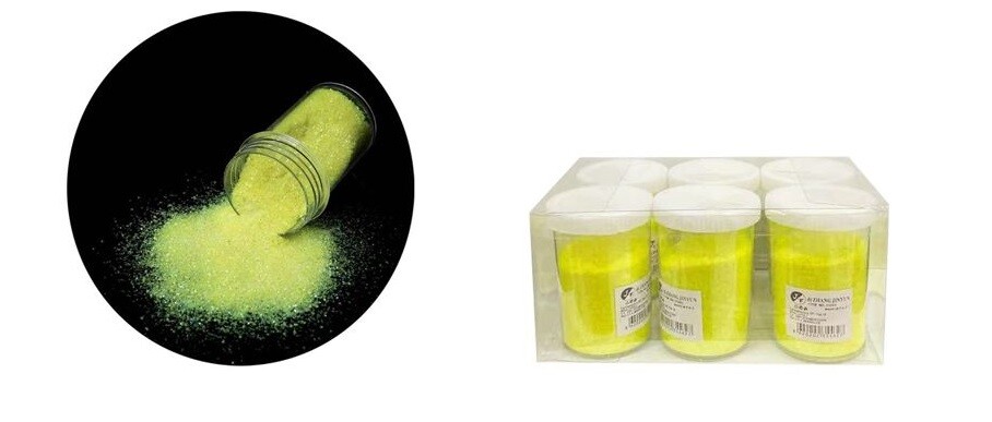 Set 6 Pz Brillantini Glitter Giallo Decorazione Porporina Polvere 100g cir