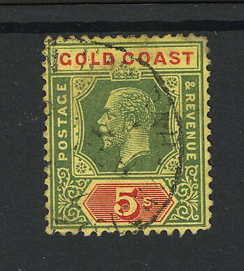 M11458 Gold Coast/Ghana 1921 SG82f - 5/- on pale yellow Die II